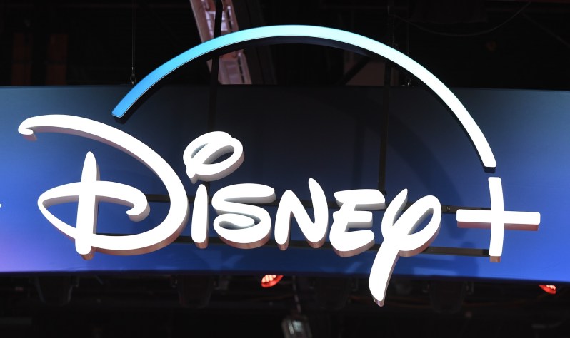 An illuminated Disney+ sign. 
