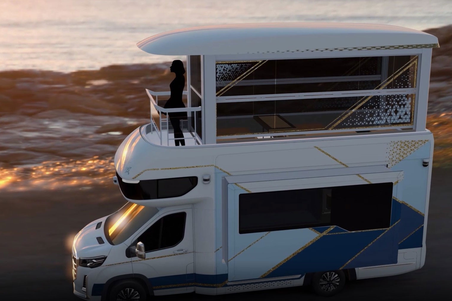 This Two-Story Luxury RV Has an Elevator and a Glass-Enclosed Zen Space -  The Manual
