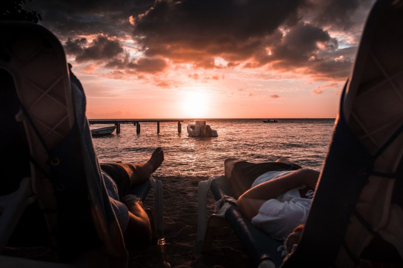 On the beach in Curacao