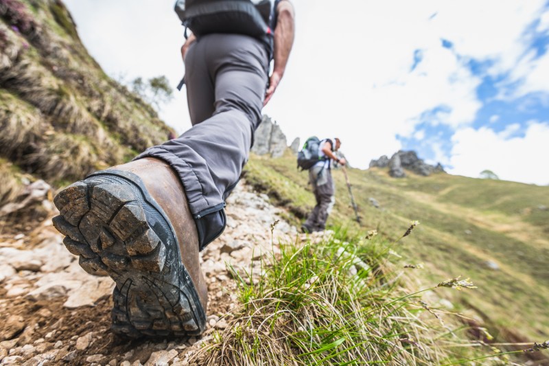 Hiking boots on the trail.