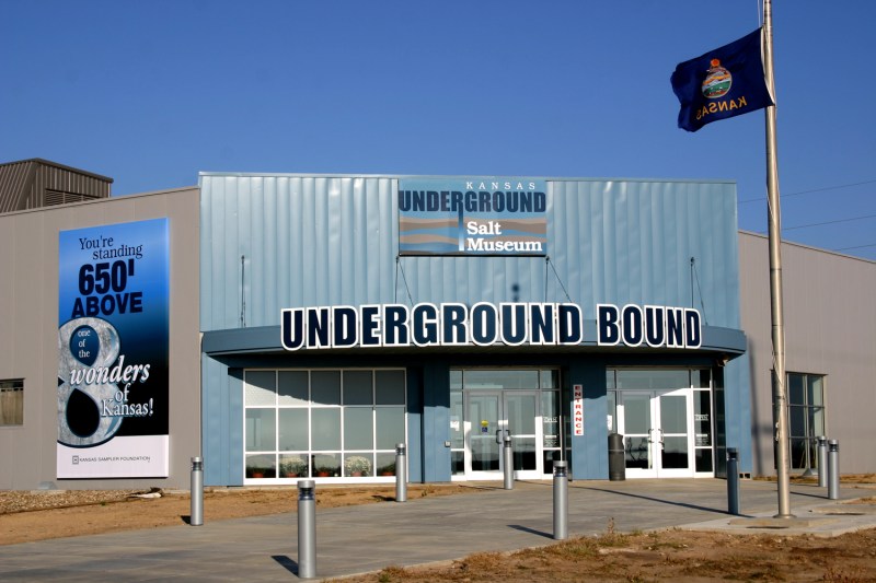 The front view of the Kansas Underground Salt Museum.