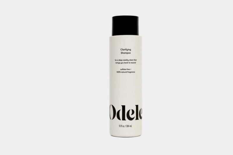 A bottle of Odele Clarifying Shampoo.