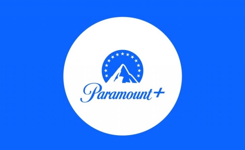 The Paramount Plus logo on a bright blue background. 