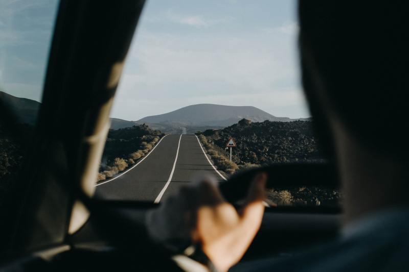 Close-up of a man driving