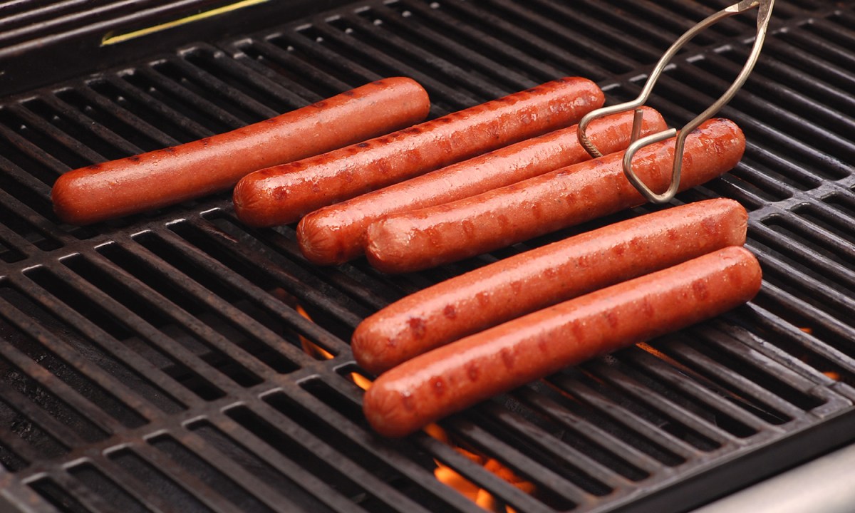 Hot dogs on a grill