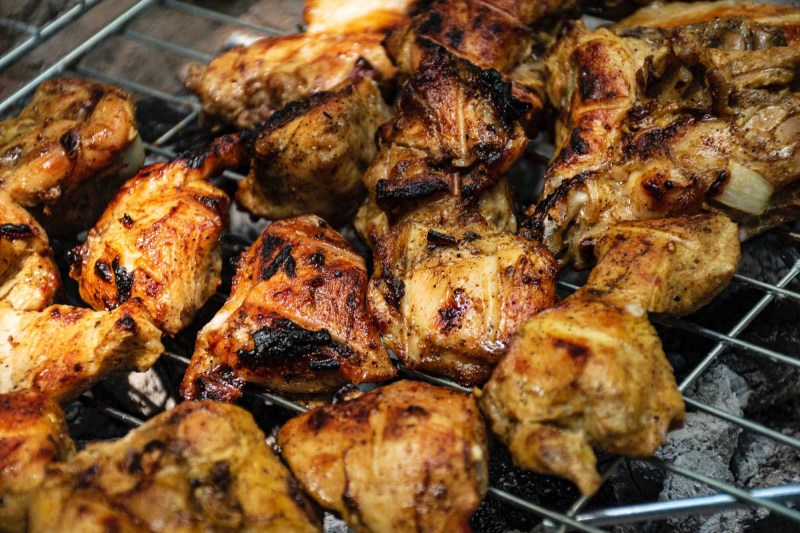 Barbecued chicken on the grill