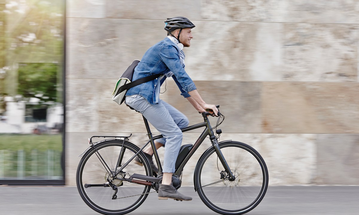 Man riding an electric bike