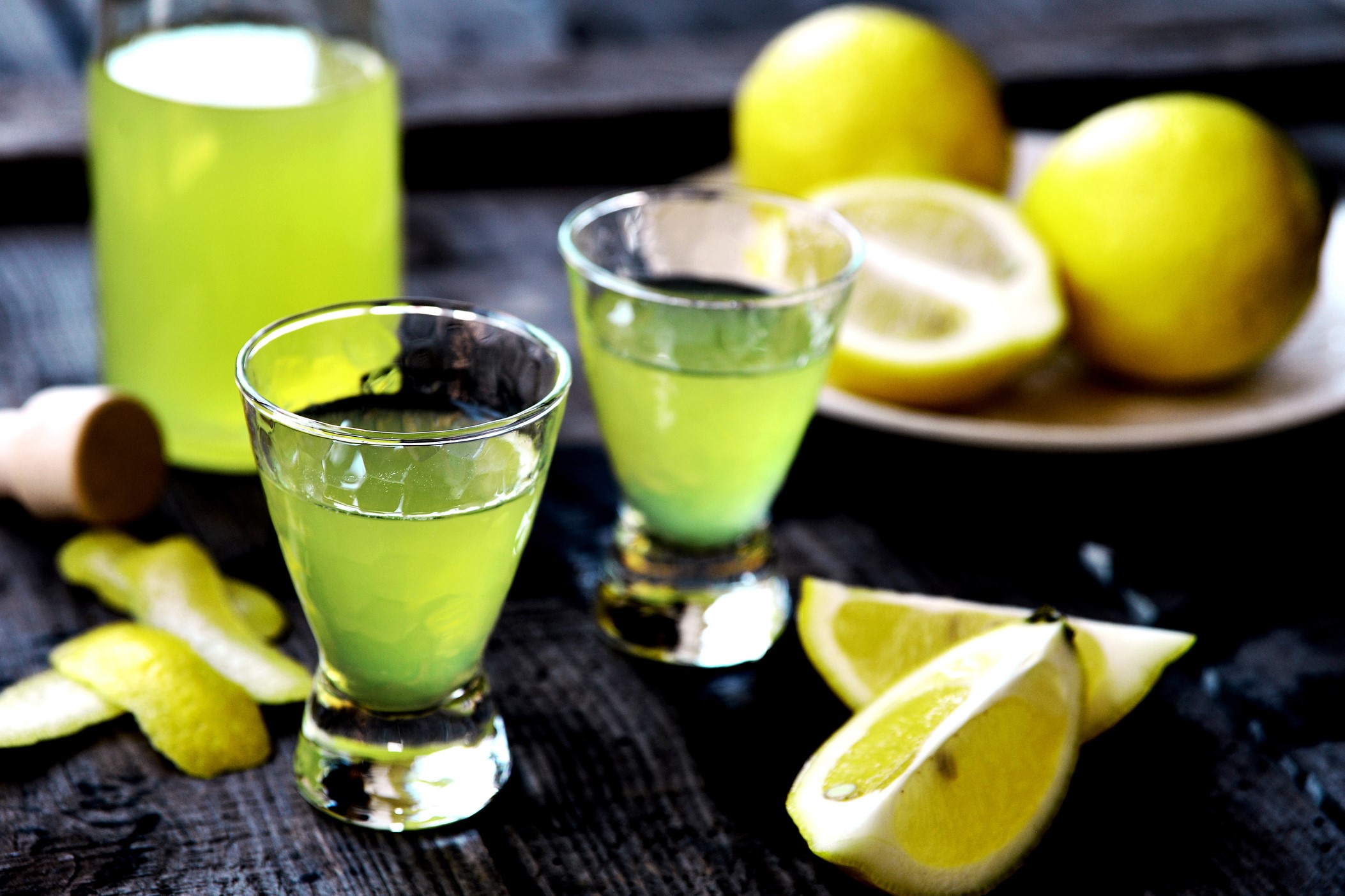 Limoncello shots and lemons