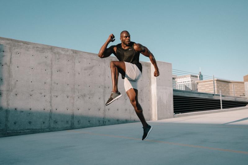 Man doing sprints and jumps.