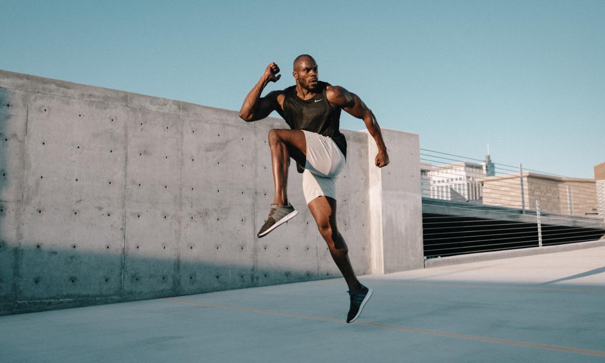 Man doing sprints and jumps