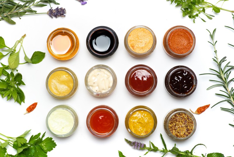 Sauces and spiced spreads in small jars