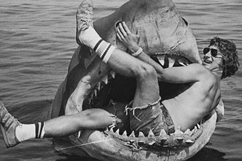 Steven Spielberg in the mouth of Jaws