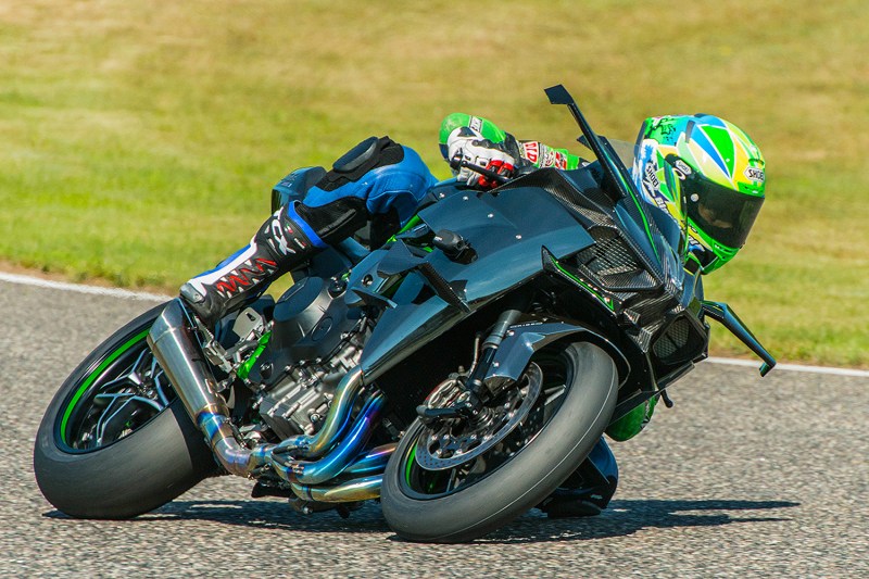 2021 Kawasaki Ninja H2 being used for a trick.