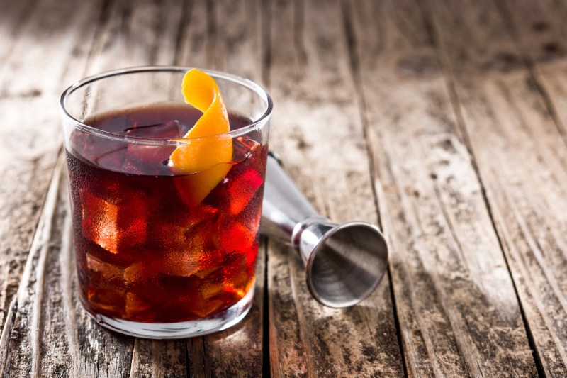 Boulevardier with orange twist.