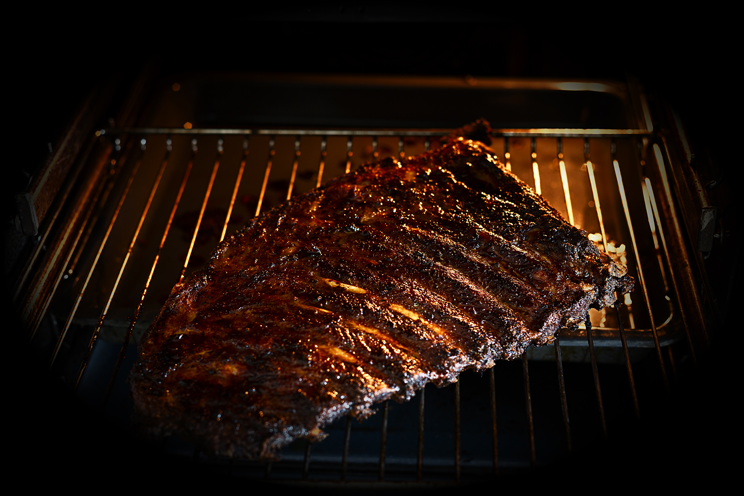 Ribs cooking in the oven