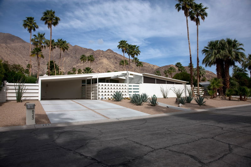 A midcentury modern-style home.