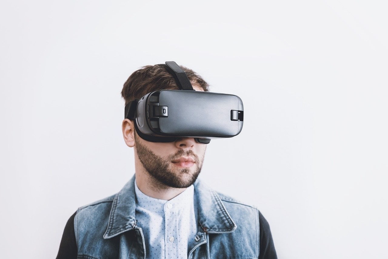 Man wearing VR headset.