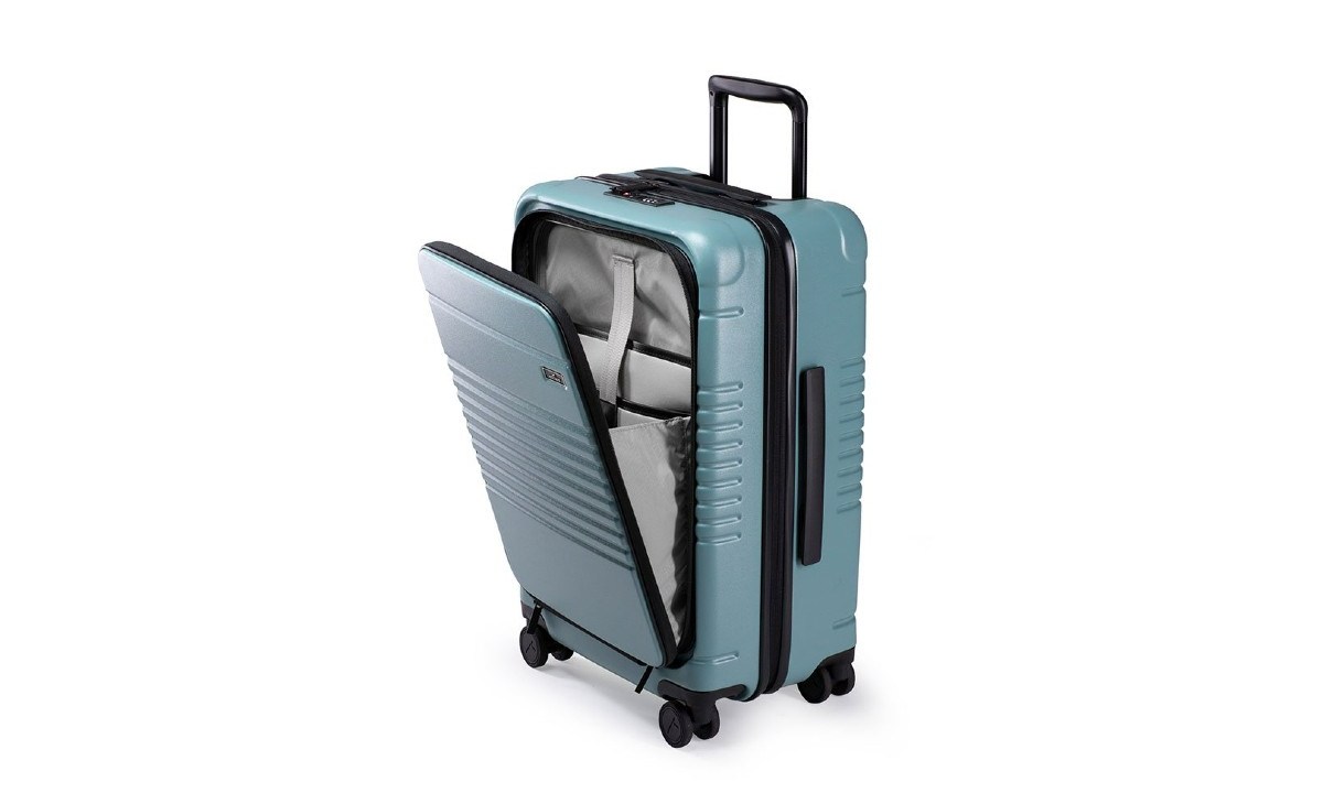 The Arlo Sky Zipper Carry-On Max is a sleek, functional bag.