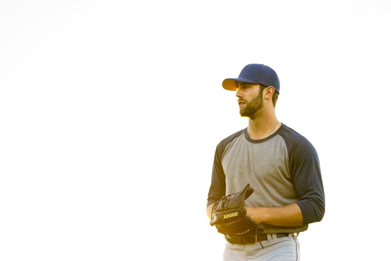 Daniel Norris wearing baseball mit