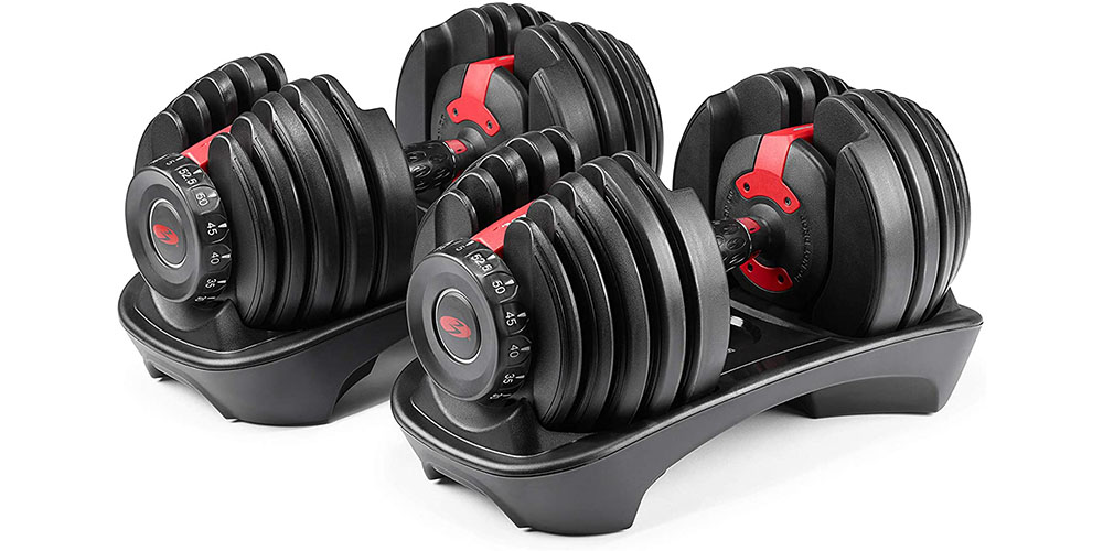 Bowflex SelectTech Dumbbells on a white background.