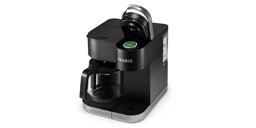 Keurig K-Duo Single Serve K-Cup Pod & Carafe Coffee Maker on a white background.