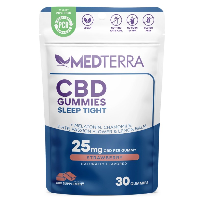 MedTerra CBD Gummies Sleep Tight in a pouch.