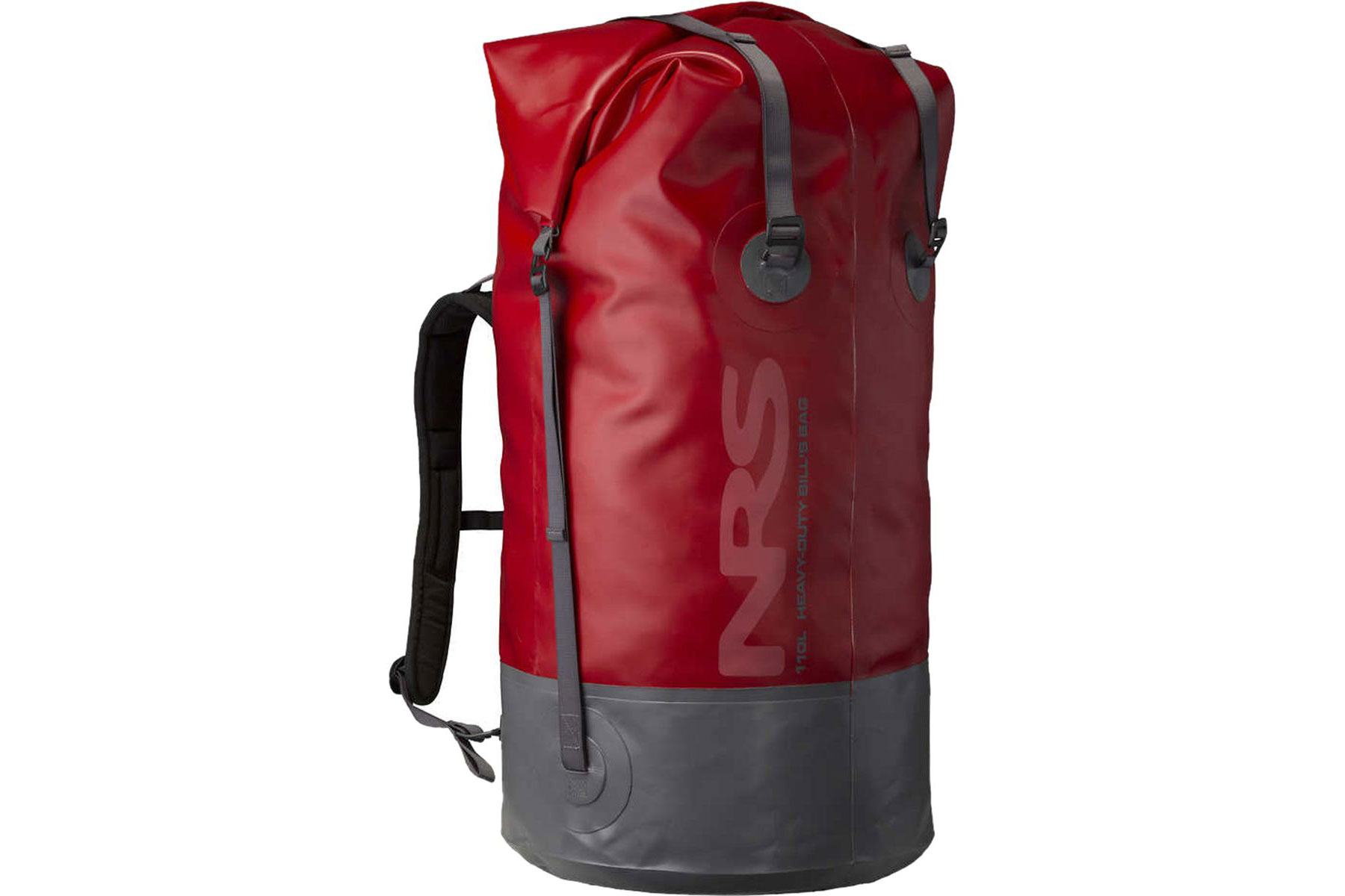 A red NRS Heavy-Duty Bill's Bag Dry Bag on a white background.