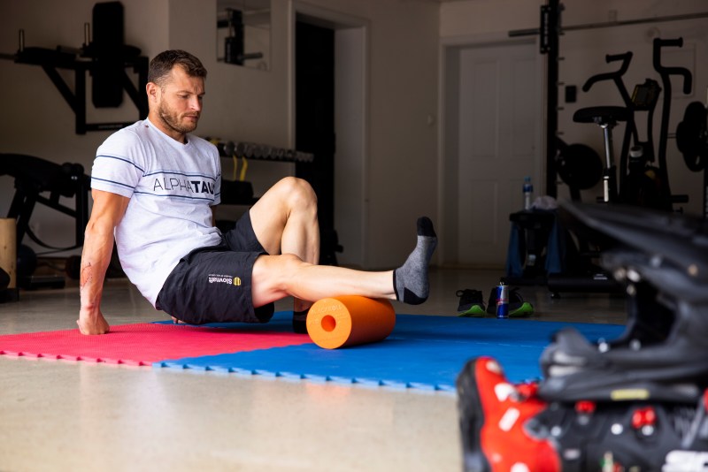 Stefan Svitko using a foam roller