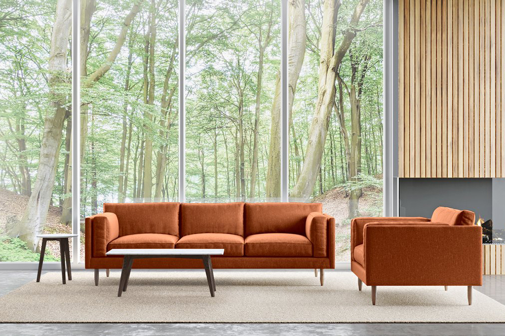 A Benchmade modern red sofa.