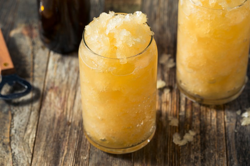 Homemade Frozen Beer Slushie Cocktail in a Glass.