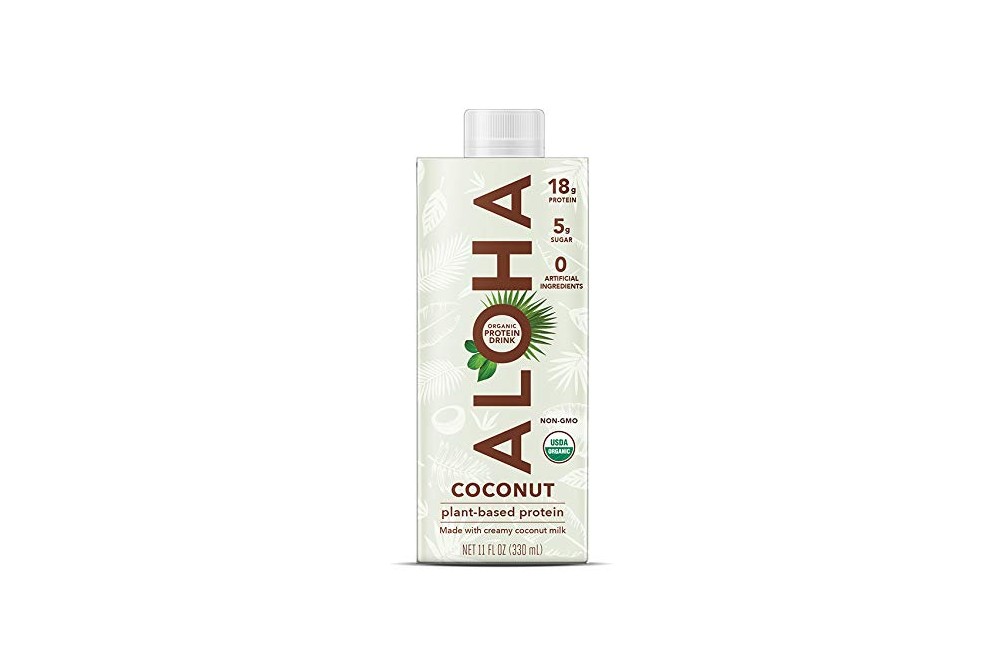 ALOHA Organic Plant Based Coconut Protein Shake has 18 grams of protein and no artificial ingredients.