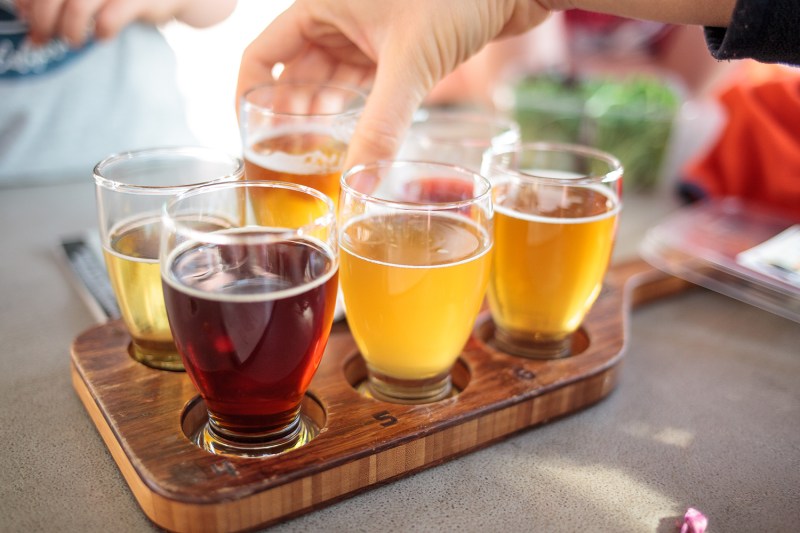 Flight of beers.