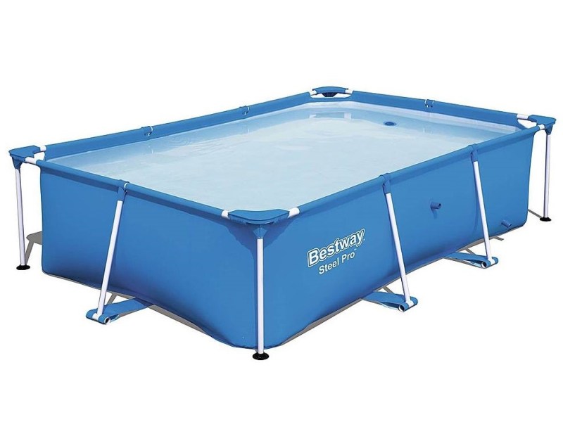 Bestway Above Ground Pool Frame all set up on white background.
