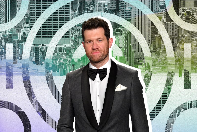 A composite of Billy Eichner in a tuxedo.