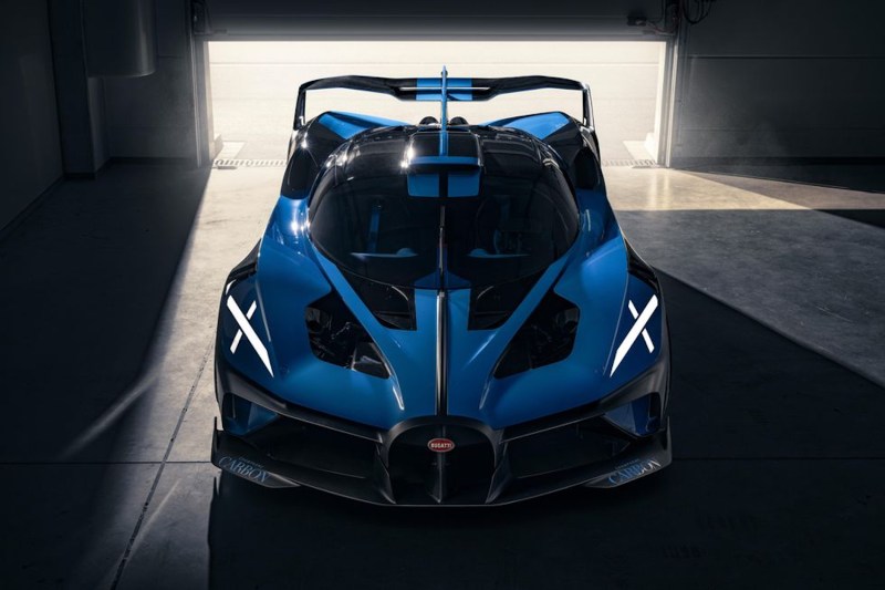 Bugatti Bolide Concept in garage from front..