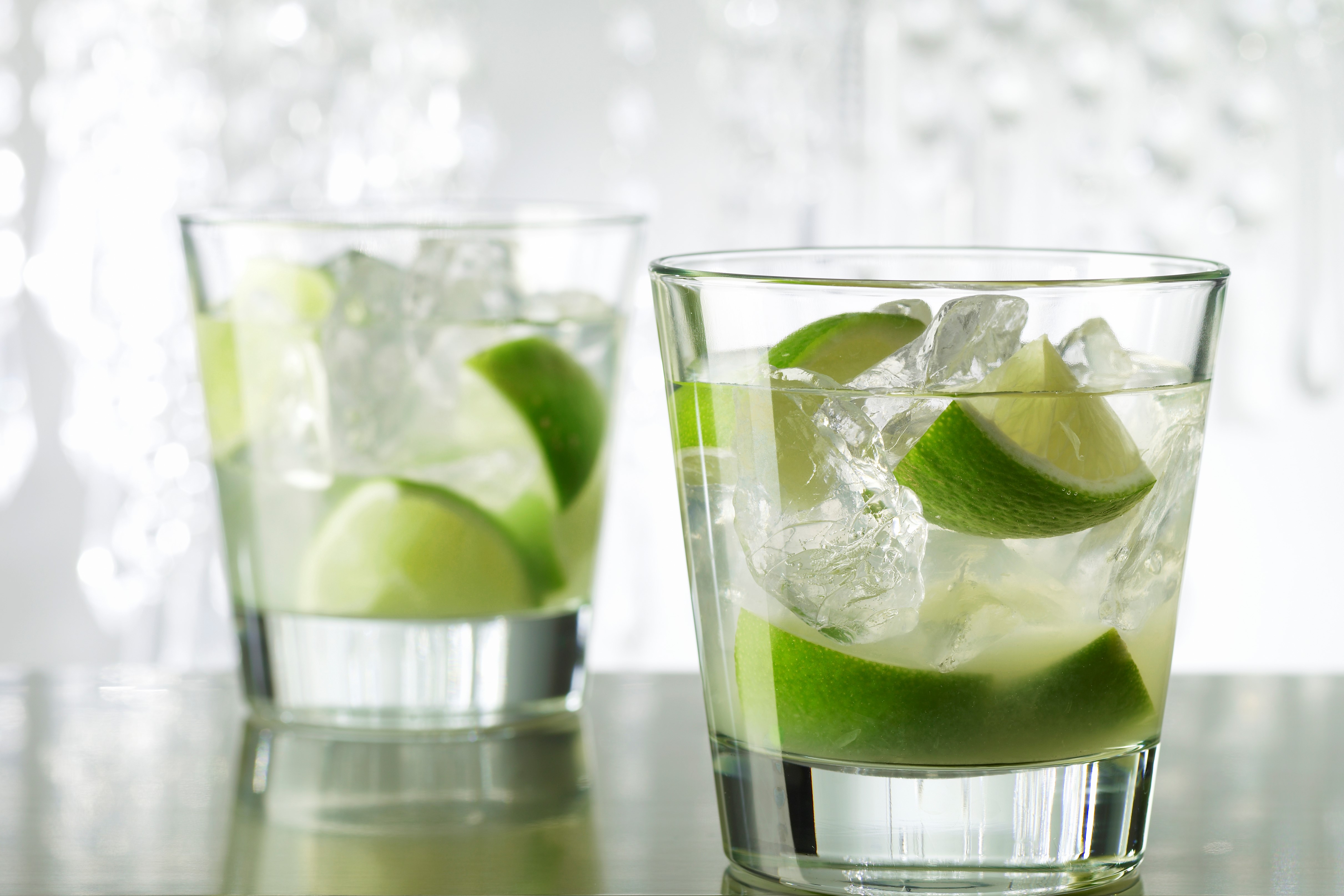 Two glasses of Caipirinha cocktail.