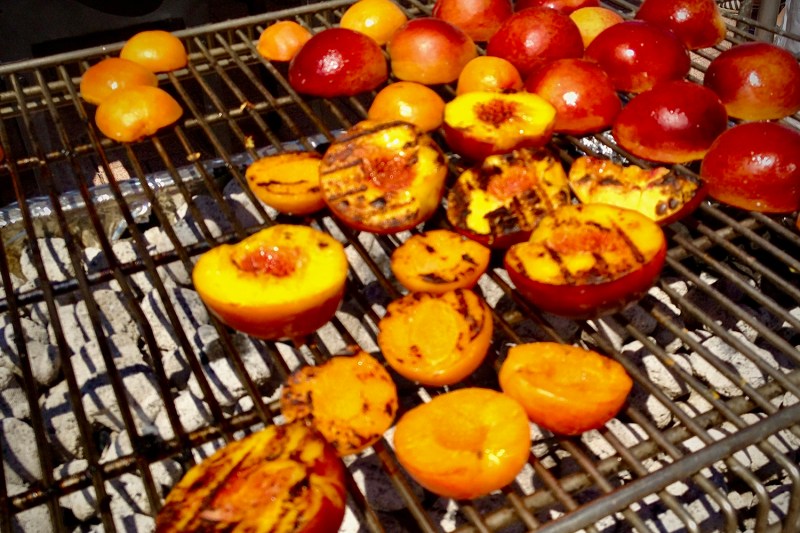 Charcoal grilled stone fruit.