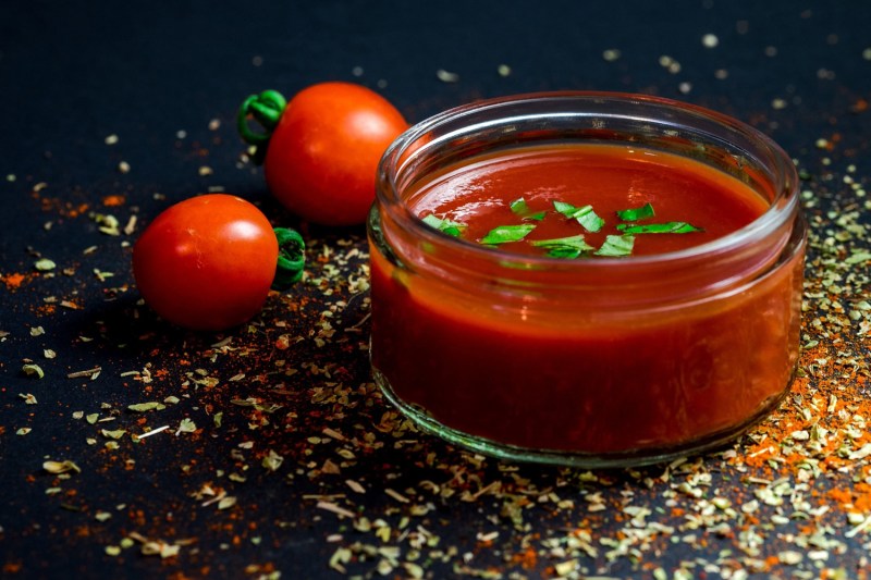 Tomato sauce in a jar.