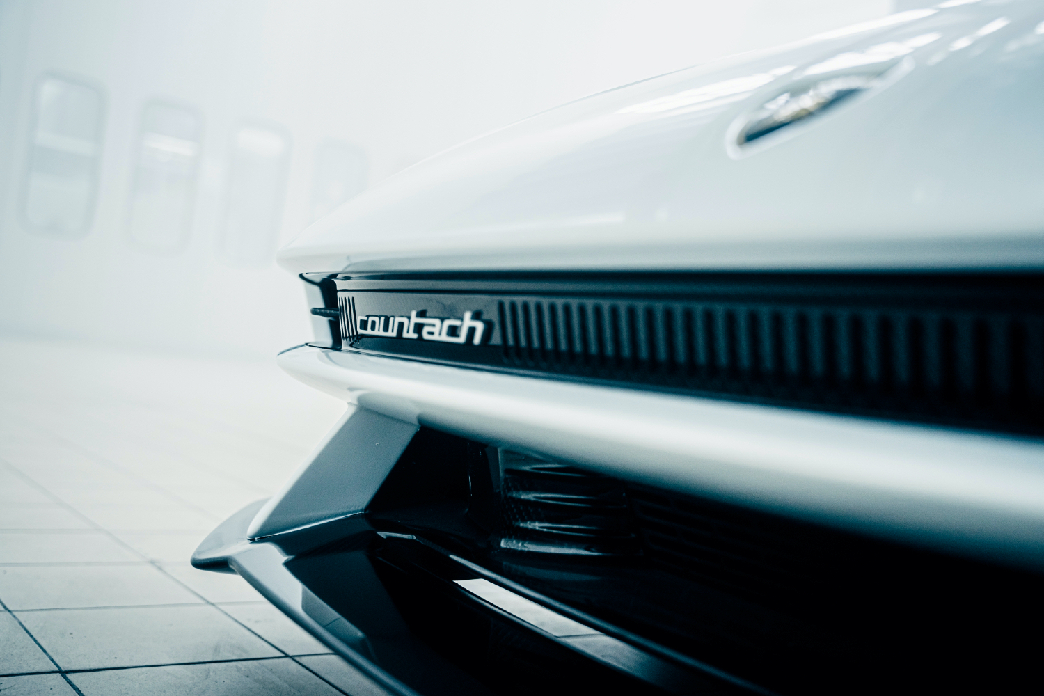 A close-up of the grill of the 2022 Lamborghini Countach LPI 800-4.