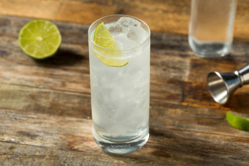 Refreshing Cold Tequila Ranch Water Cocktail with Lime.