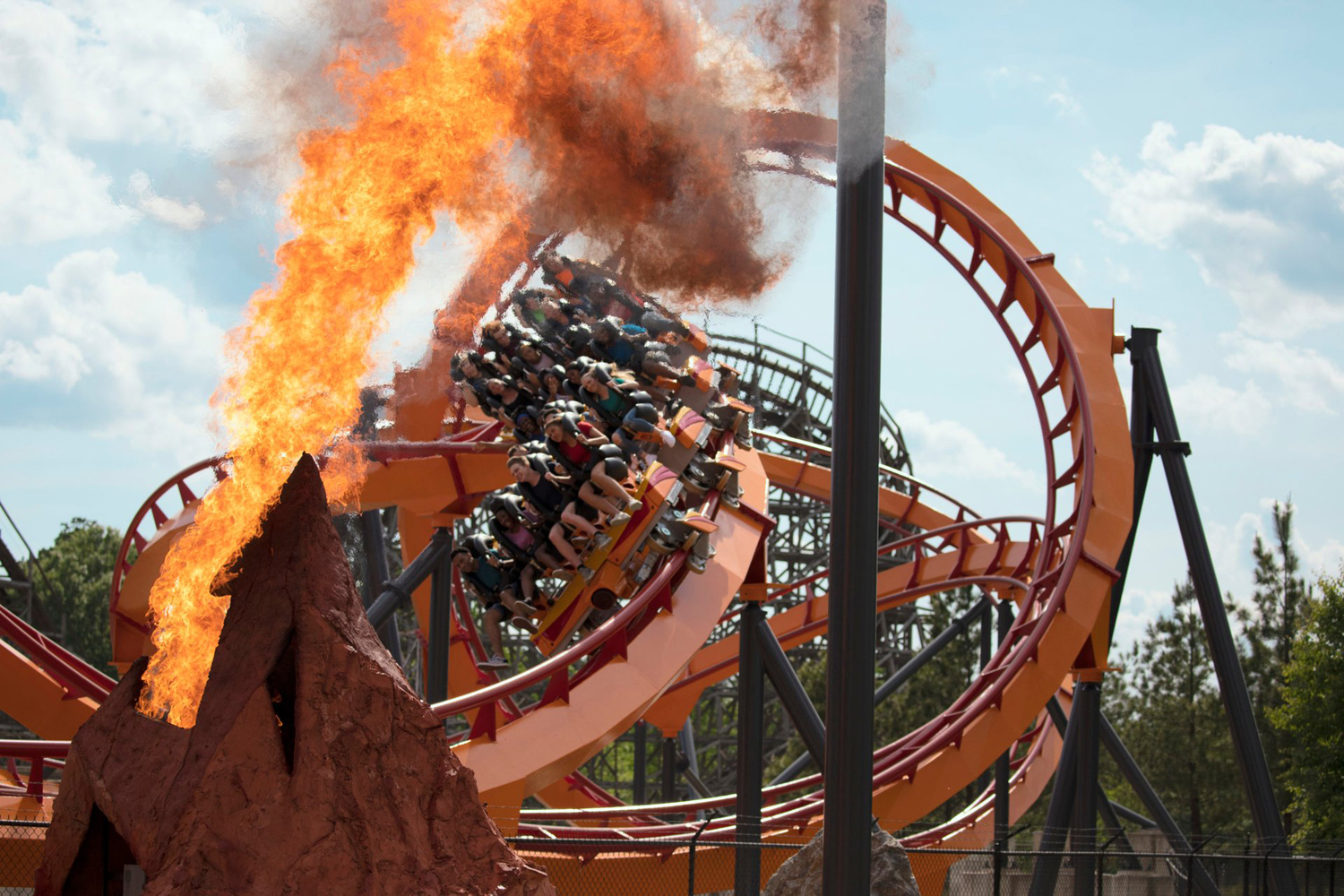 Guests at The Firebird at Six Flags America.