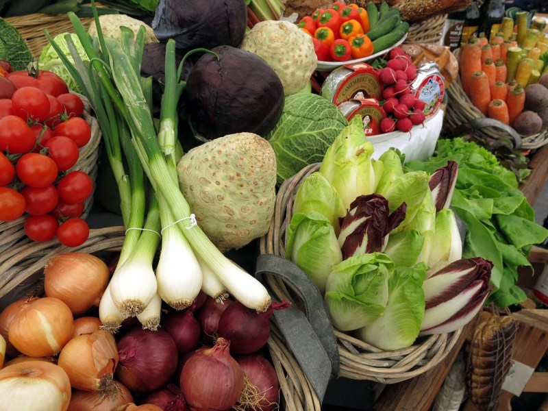 Assorted vegetables sold at a market.