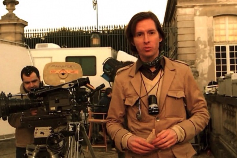 Wes Anderson (right) stands on the set of The Life Aquatic with Steve Zissou.