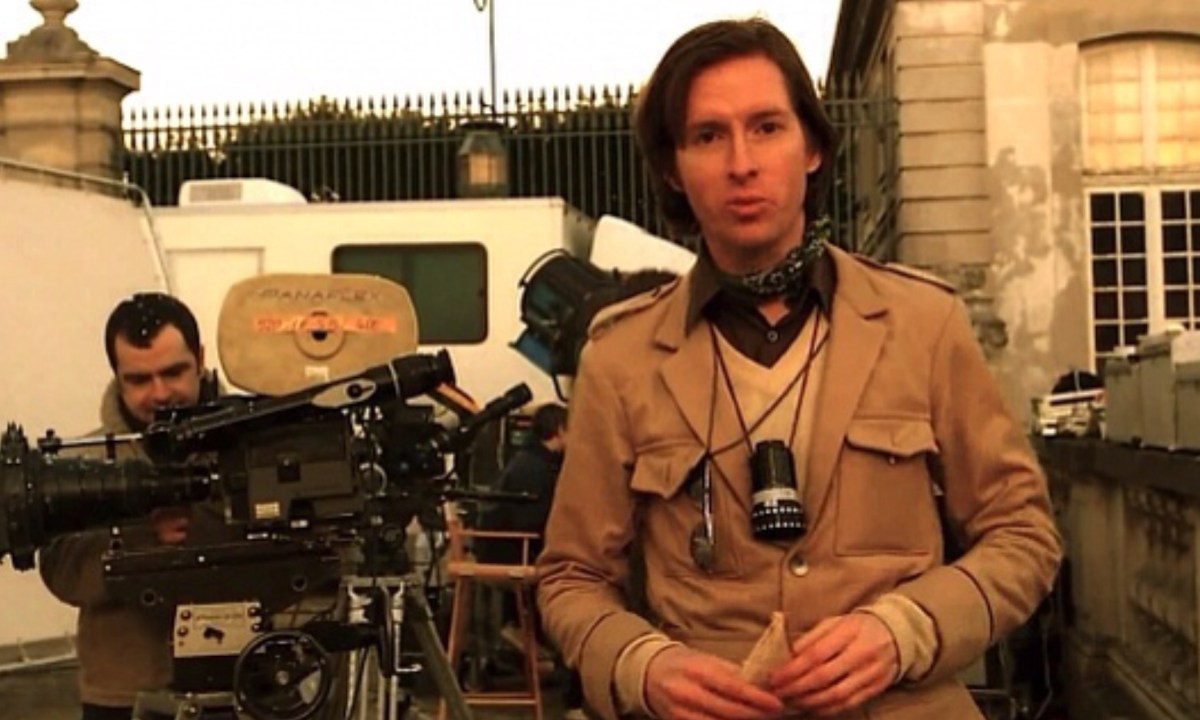 Wes Anderson (right) stands on the set of The Life Aquatic with Steve Zissou.