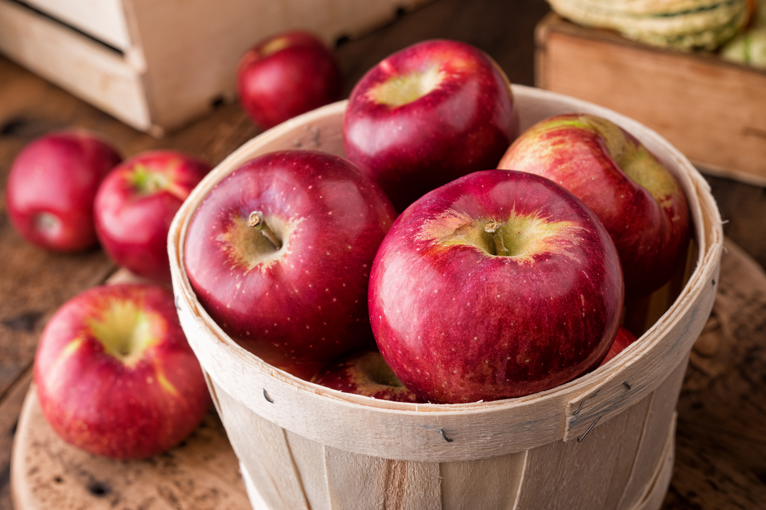 Apples in a basket.