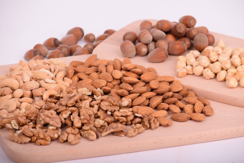 Piles of mixed nuts