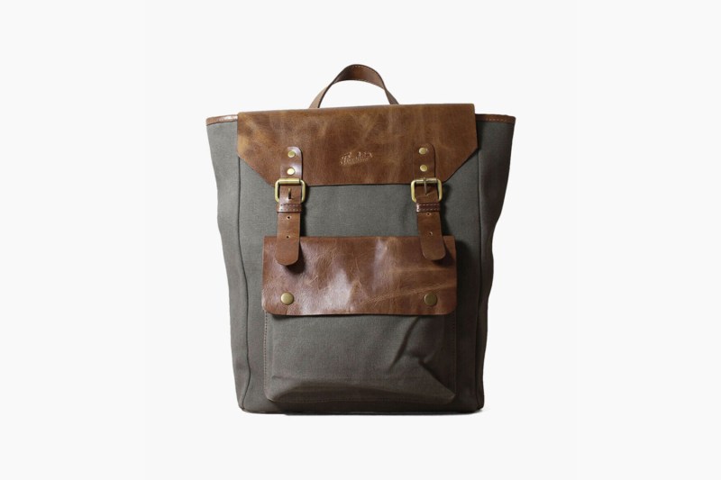The front design of the Florsheim Orazio Canvas and Leather Backpack.