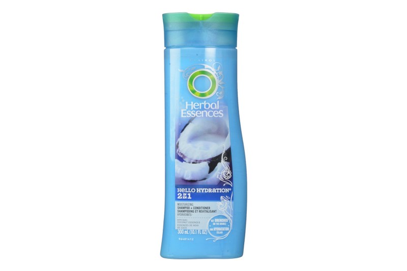 A bottle of Herbal Essences Hello Hydration 2-in-1 Moisturizing Hair Shampoo and Conditioner.