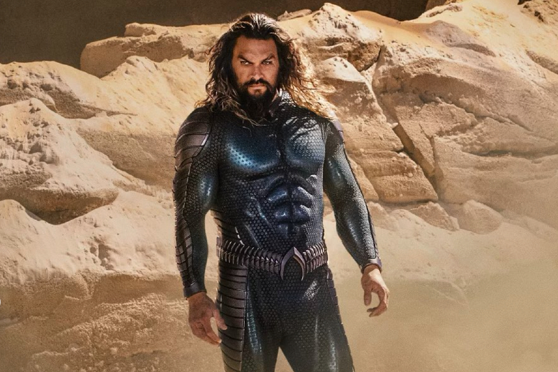 Jason Momoa sporting his new suit as the King of Atlantis in "Aquaman and the Lost Kingdom."