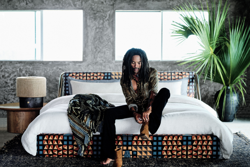 Lenny Kravitz gets ready for a stylish day amidst new pieces from his collaborative collection with CB2.